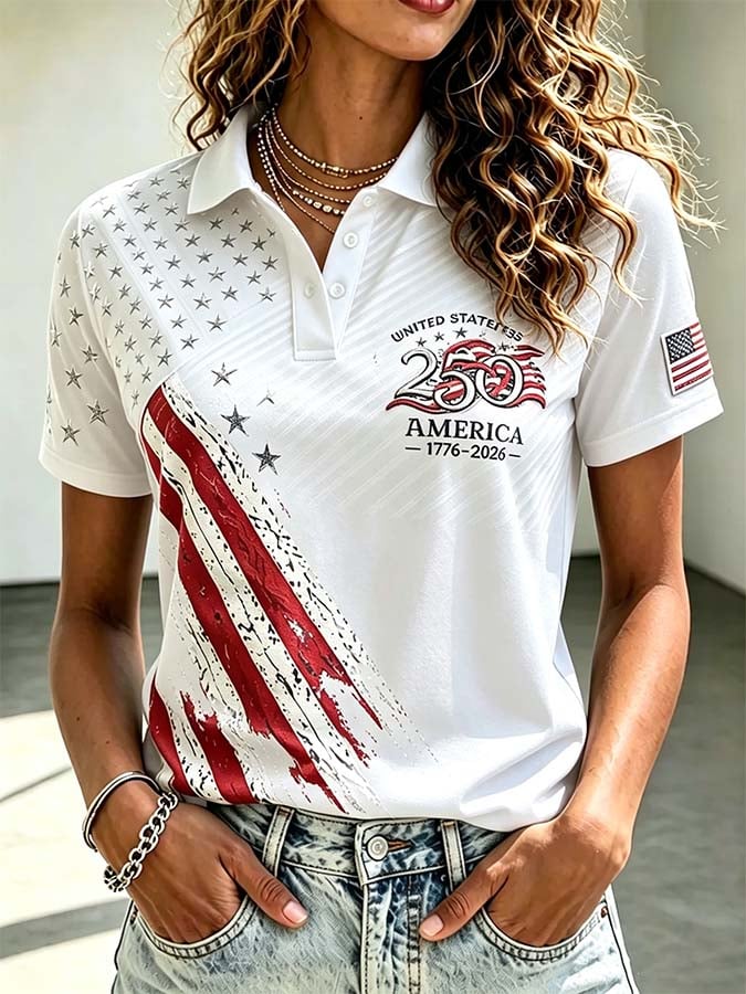 Women'S Independence Day Print Short-Sleeve Top