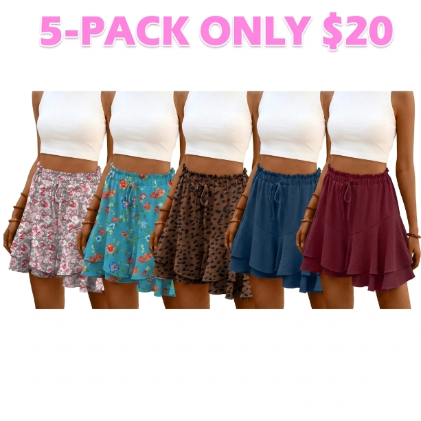 Women's High Waist Butterfly Flowy Skort