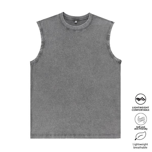 3-Pack Vintage Acid Wash Tank Tops, Heavyweight Cotton Unisex Sleeveless Shirts