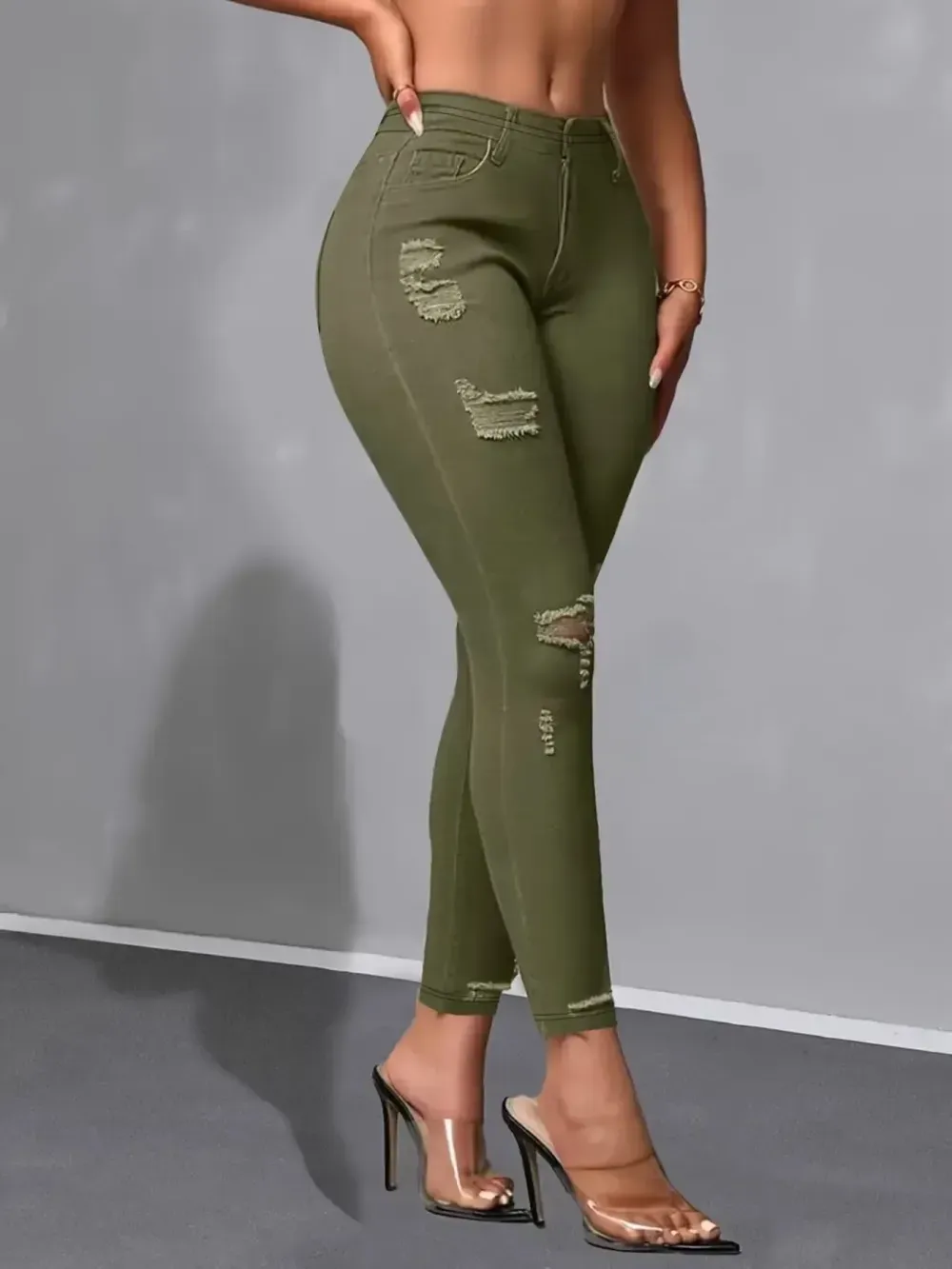 Women's Leggings Denim Fashion Bottoms, Casual Streetwear Pants for Daily Wear & Party