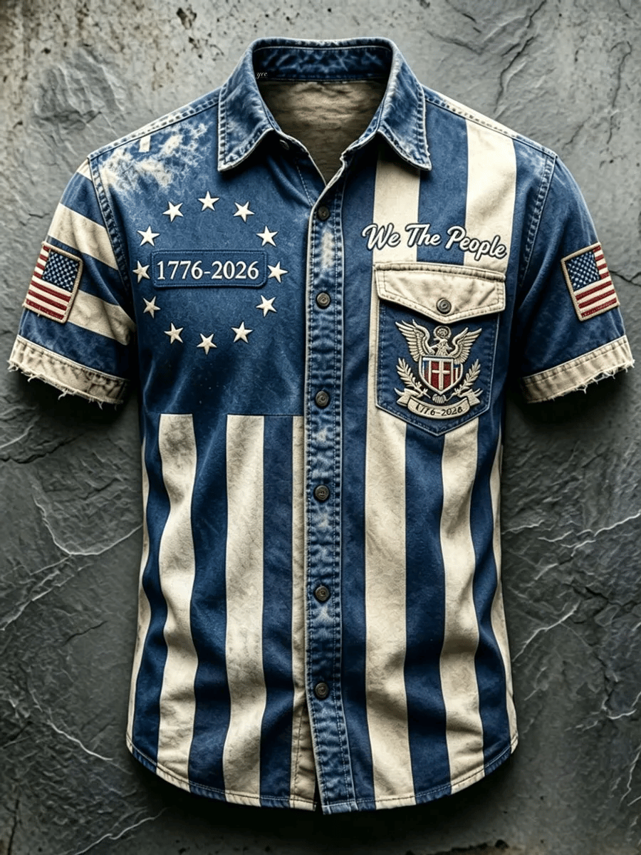 Men's 250th Anniversary Printed Faux-Embroidery Shirt