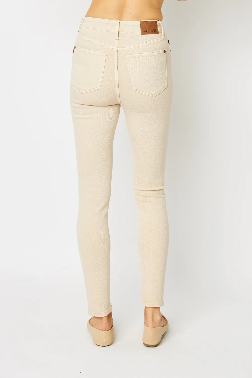 Blue Full Size Garment Dyed Tummy Control Skinny Jeans