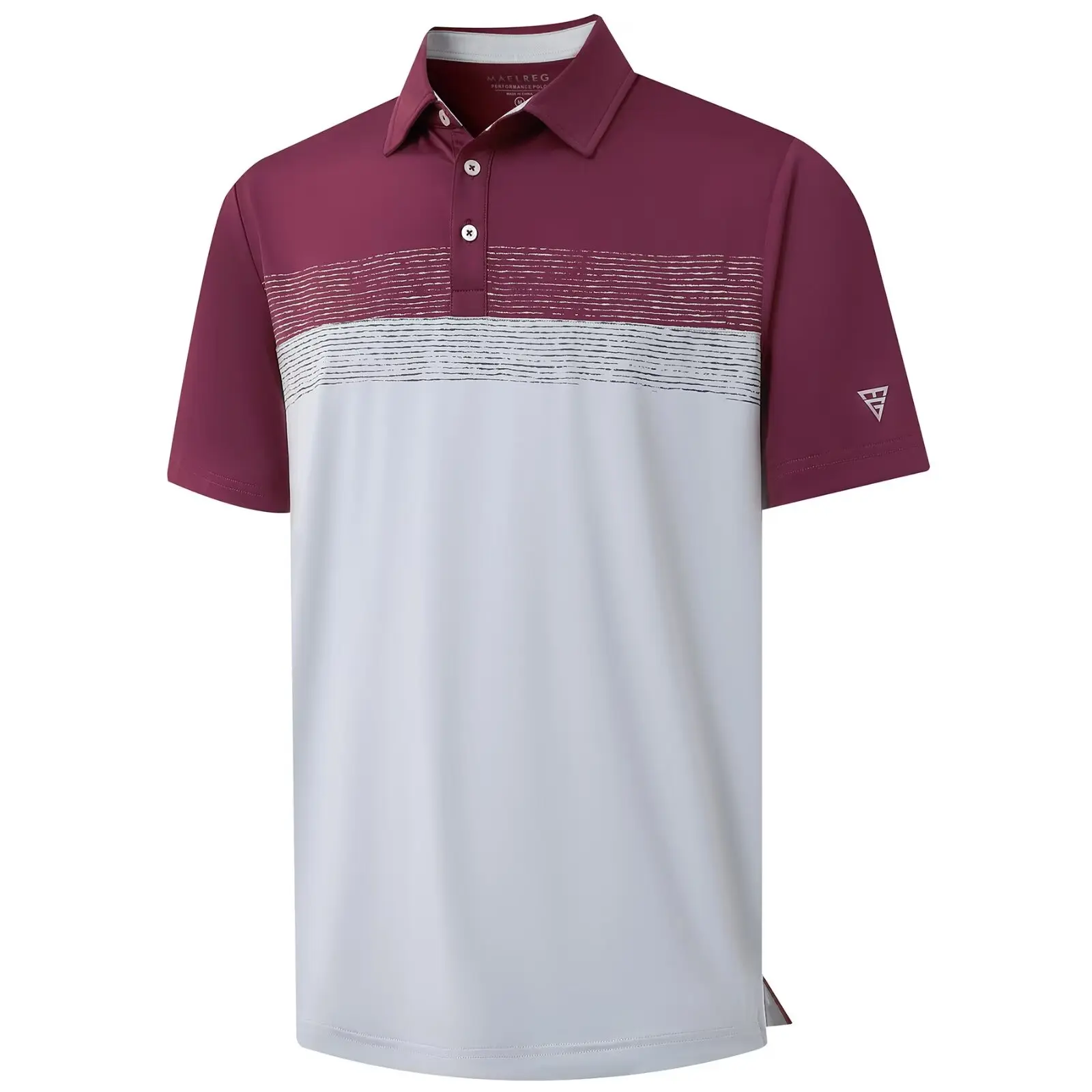 Polo Shirts for Men Dry Fit Performance Chest Print Color Block Moisture Wicking Casual Short Sleeve Golf Shirts