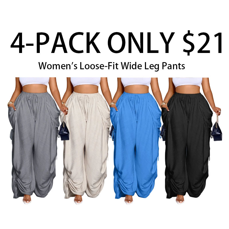 Stay cool this summer: Women's casual, loose-fitting wide-leg trousers made from woven fabric