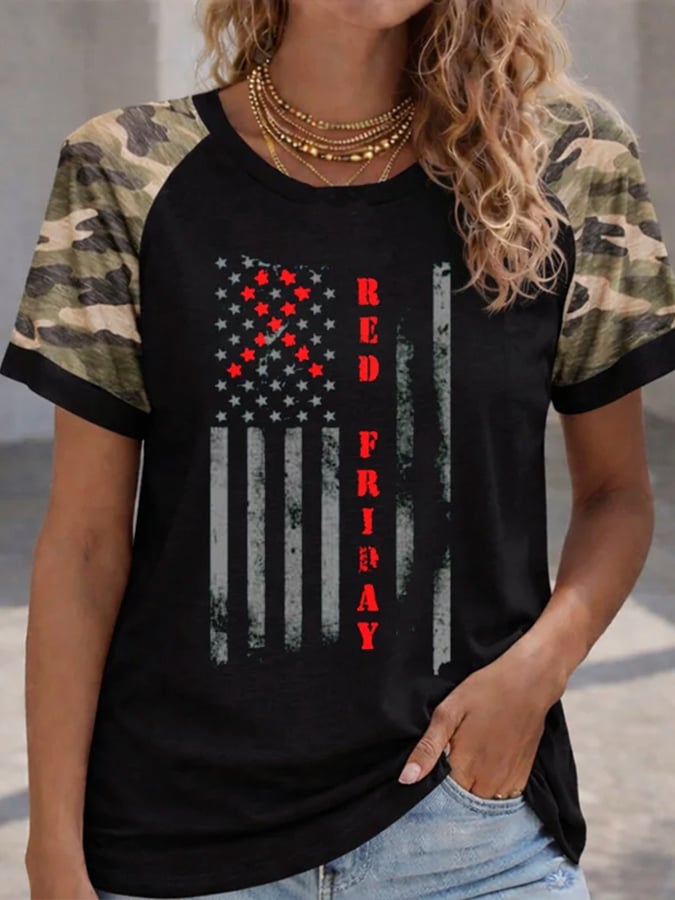 Women's Red Friday Print T-Shirt