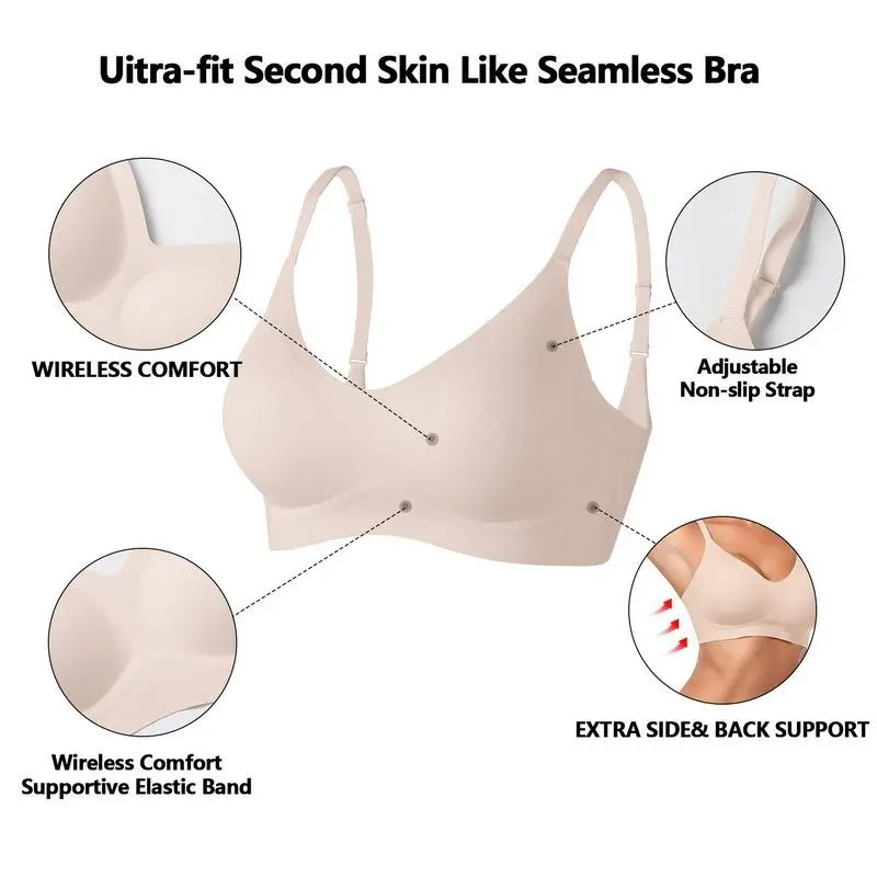 Womens Seamless Bra No Underwire Comfort Push Up Bras