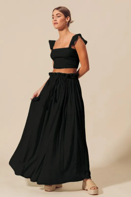 Smocked Top and Flowy Maxi Skirt Set