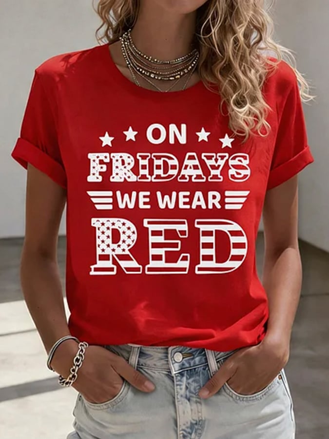 Women's Red Friday Print T-Shirt