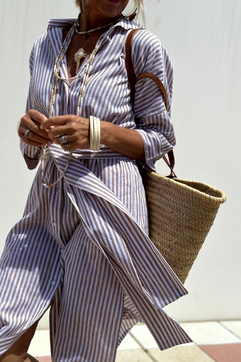 Keira Striped Cotton Shirt Dress