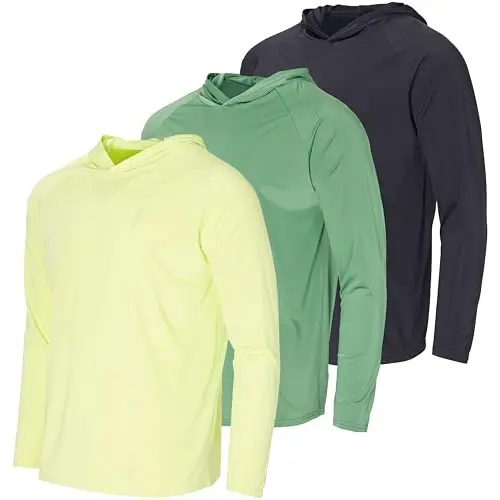 3 Pack: Men's Rash Guard Hoodie Sweatshirt Sun Protection UPF Fishing Shirt (Available in Big & Tall)