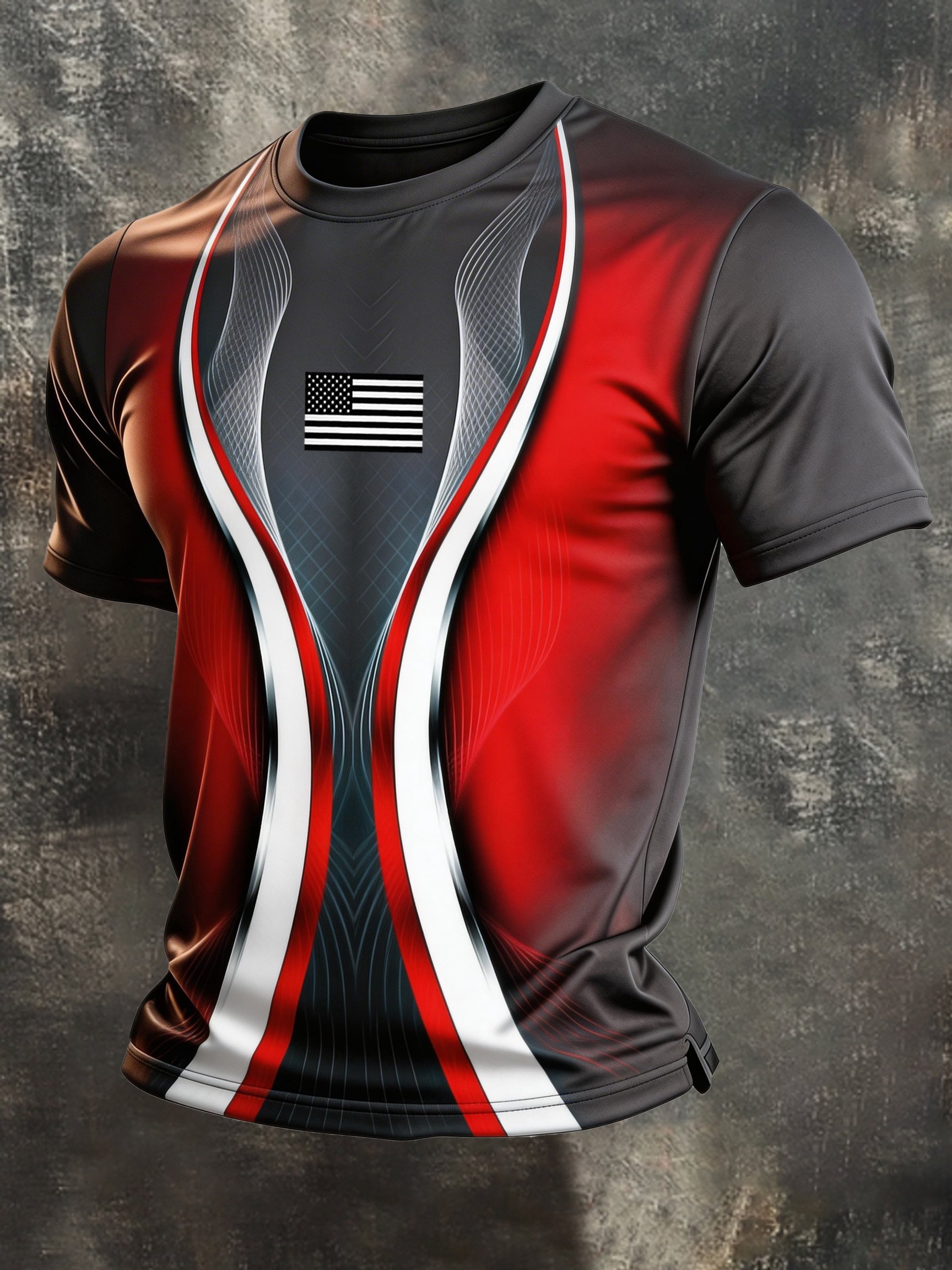 Men's Retro Patriotic Color-block Casual Short-Sleeve T-Shirt