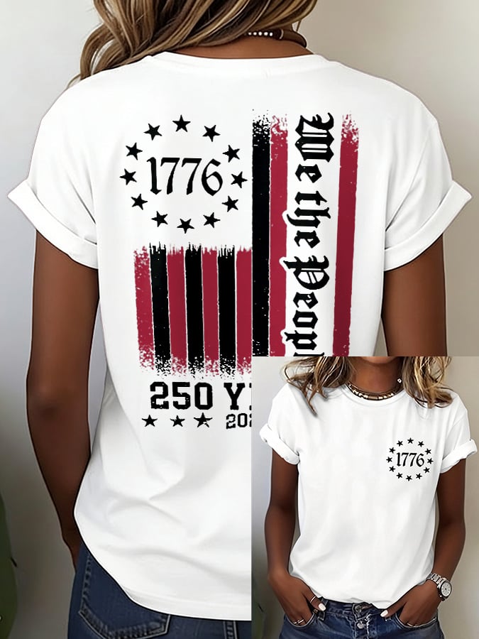 Women's Retro 250th Anniversary Print Casual T-Shirt
