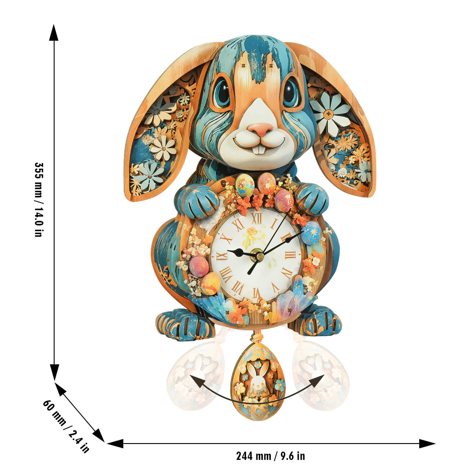 RabbitDIY Wooden Clock, 3D Puzzle Craft Kit