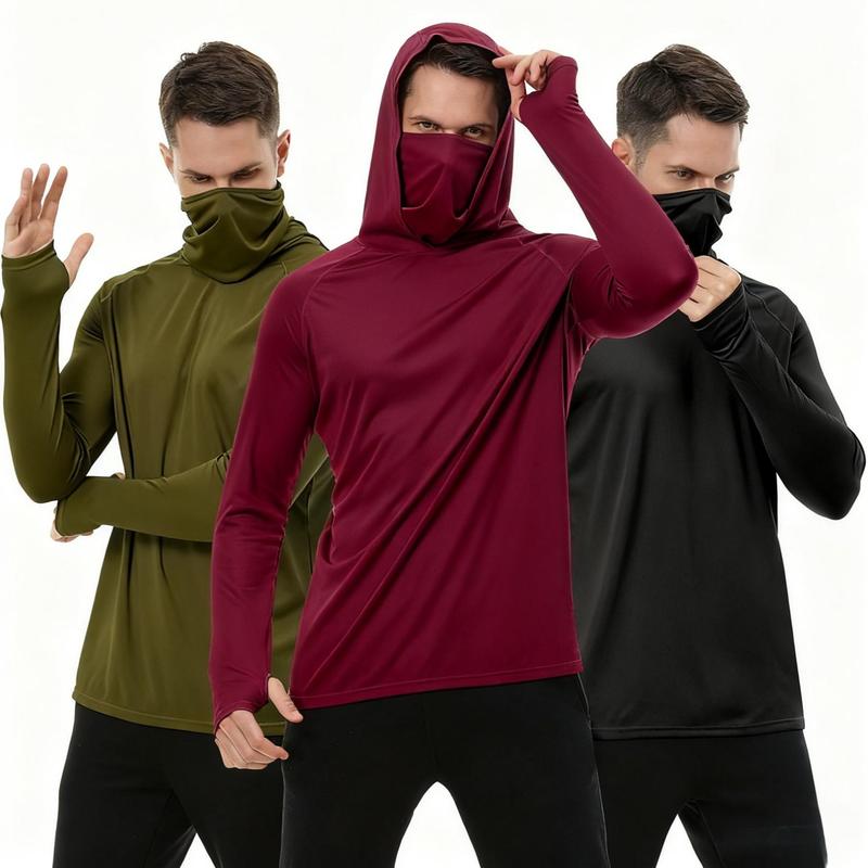 Men’s UPF 50+ Sun Protection HoodedShirt with Face Mask