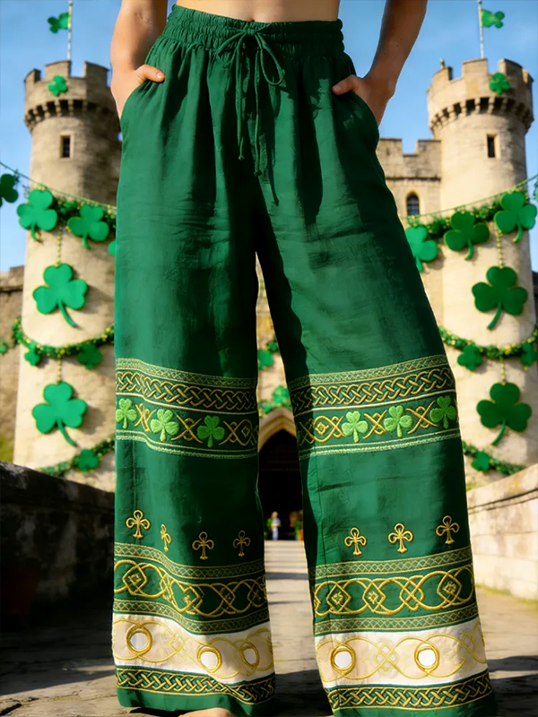 Women's St. Patrick's Day Clover Graphic Print Casual Pants