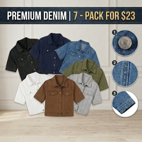 Casual Short Sleeve Denim Jacket – Lightweight Summer Button-Up Outerwear