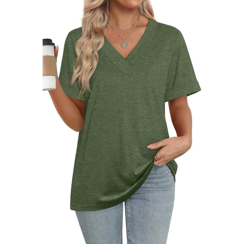 Women's Casual V-Neck Short Sleeve T-Shirt