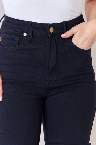 Blue Full Size High Waist Tummy Control Bermuda Shorts