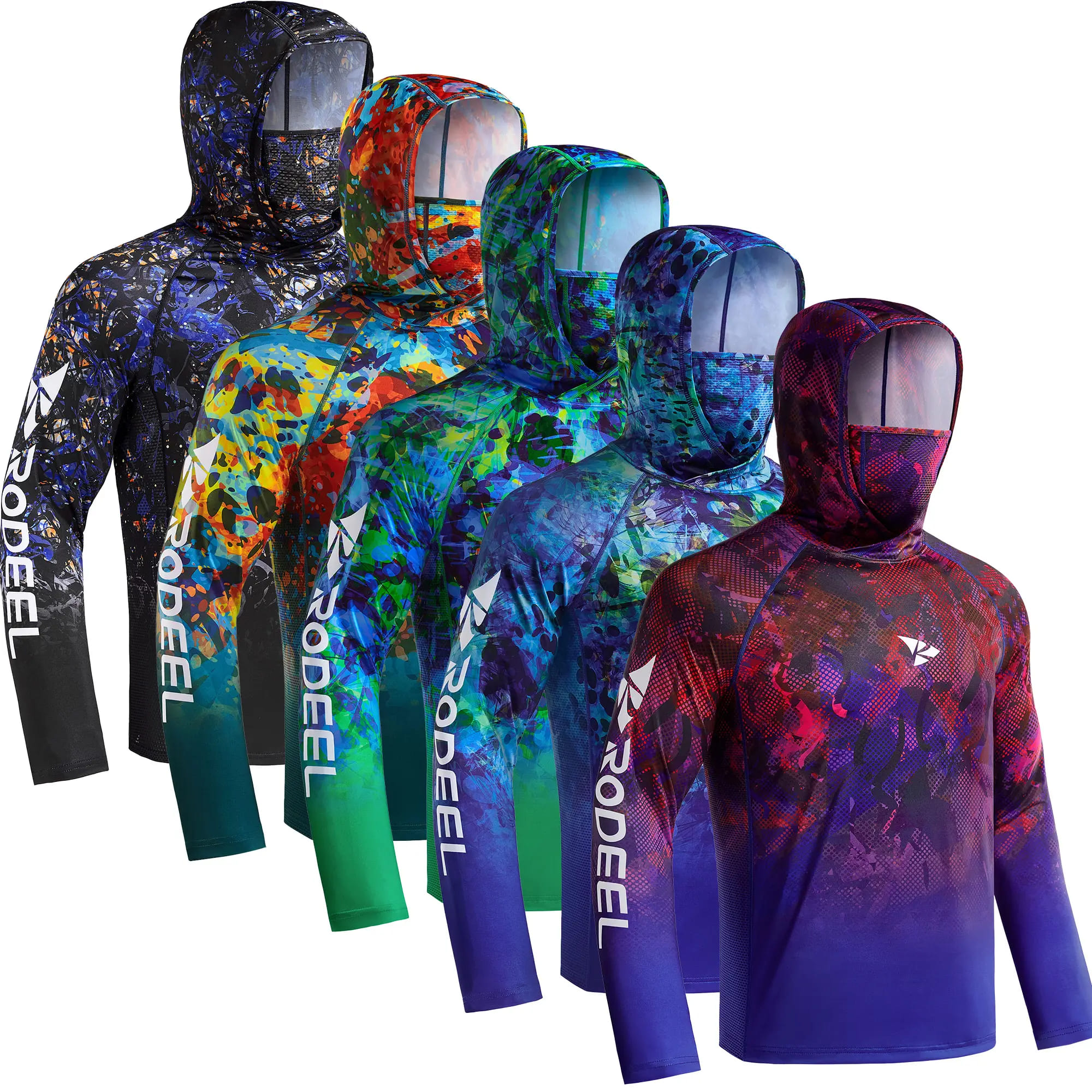 Men's Sun Protection Hoodie (with Face Mask/Neck Gaiter) — UPF 50+ UV Protection, Long Sleeve, Lightweight, Quick-Drying, Moisture-Wicking, Breathable & Cooling