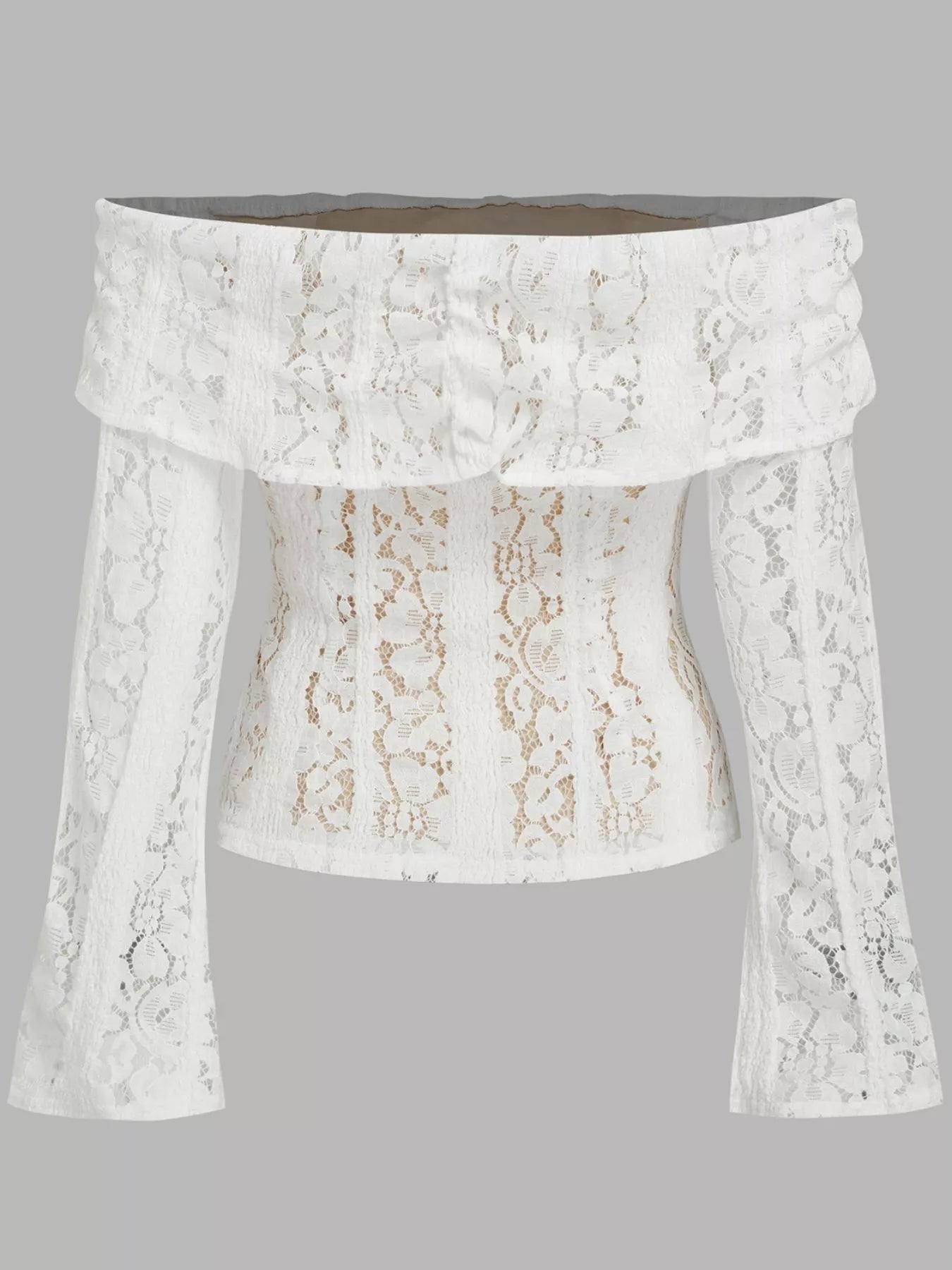 Off-Shoulder Lace Top with Bell Sleeves