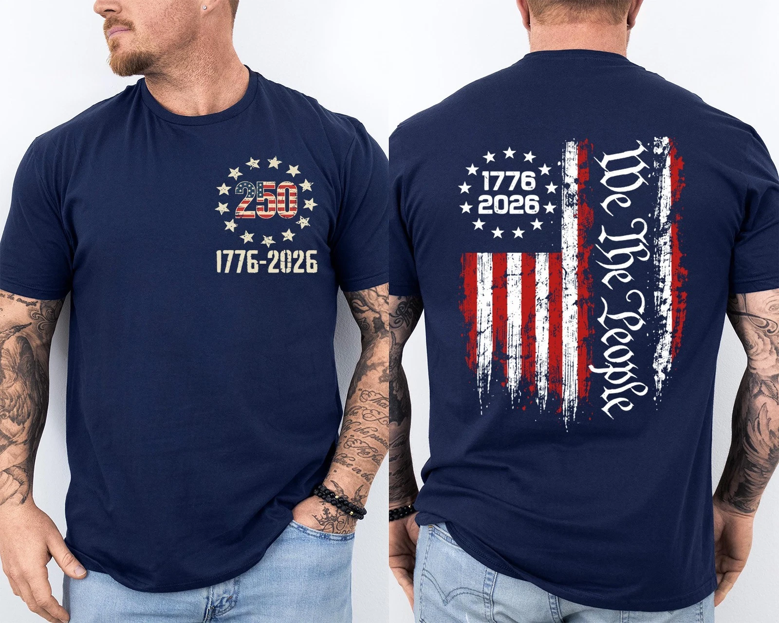 Men'S Casual American 1776-2026 Anniversary Printed Short Sleeved T-Shirt