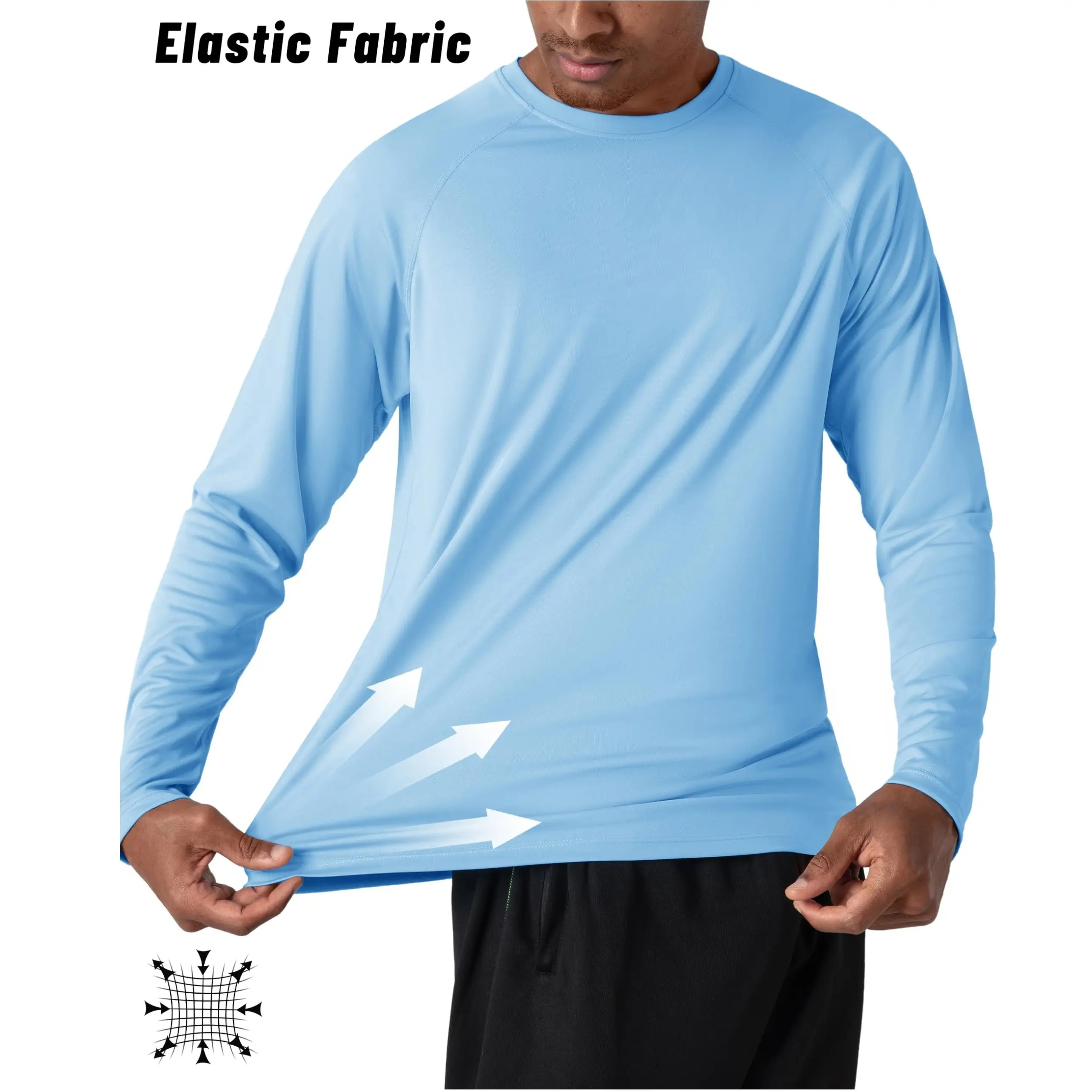 8 Pack Men's UPF 50+ Long Sleeves Shirts Quick Dry Lightweight Summer Sportswear Tops