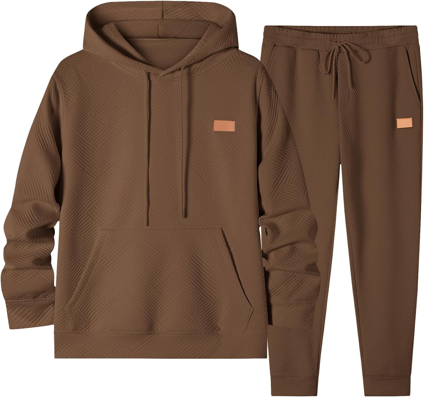 Mens 2 Piece Jacquard Sweatsuit Outfits Hoodie Sweatshirt & Joggers Sweatpants Set Tracksuit