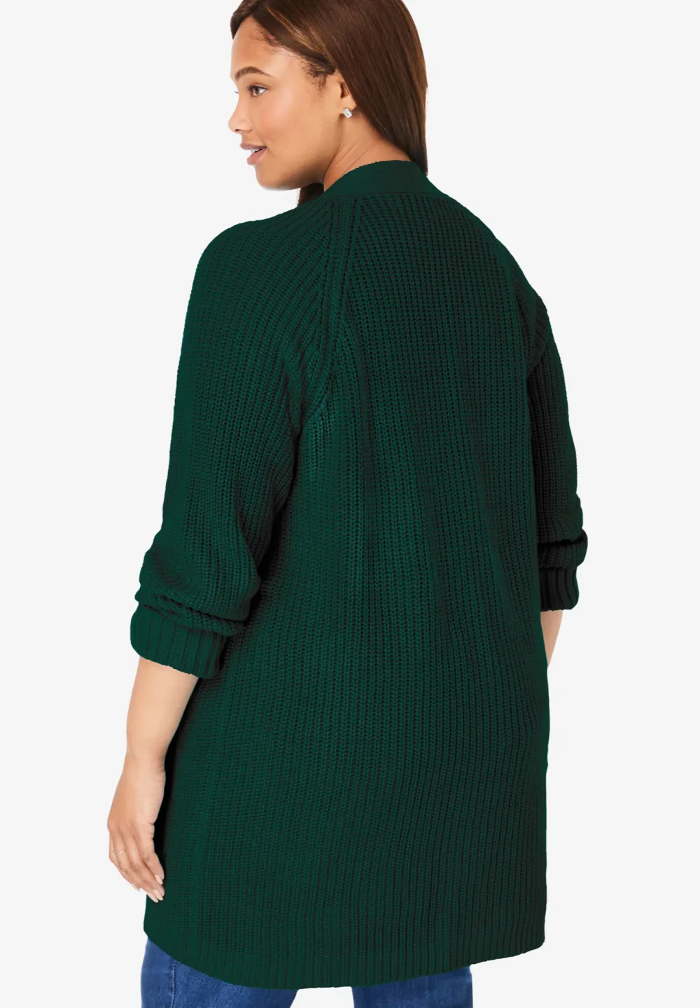 Button-Front Shaker Cardigan