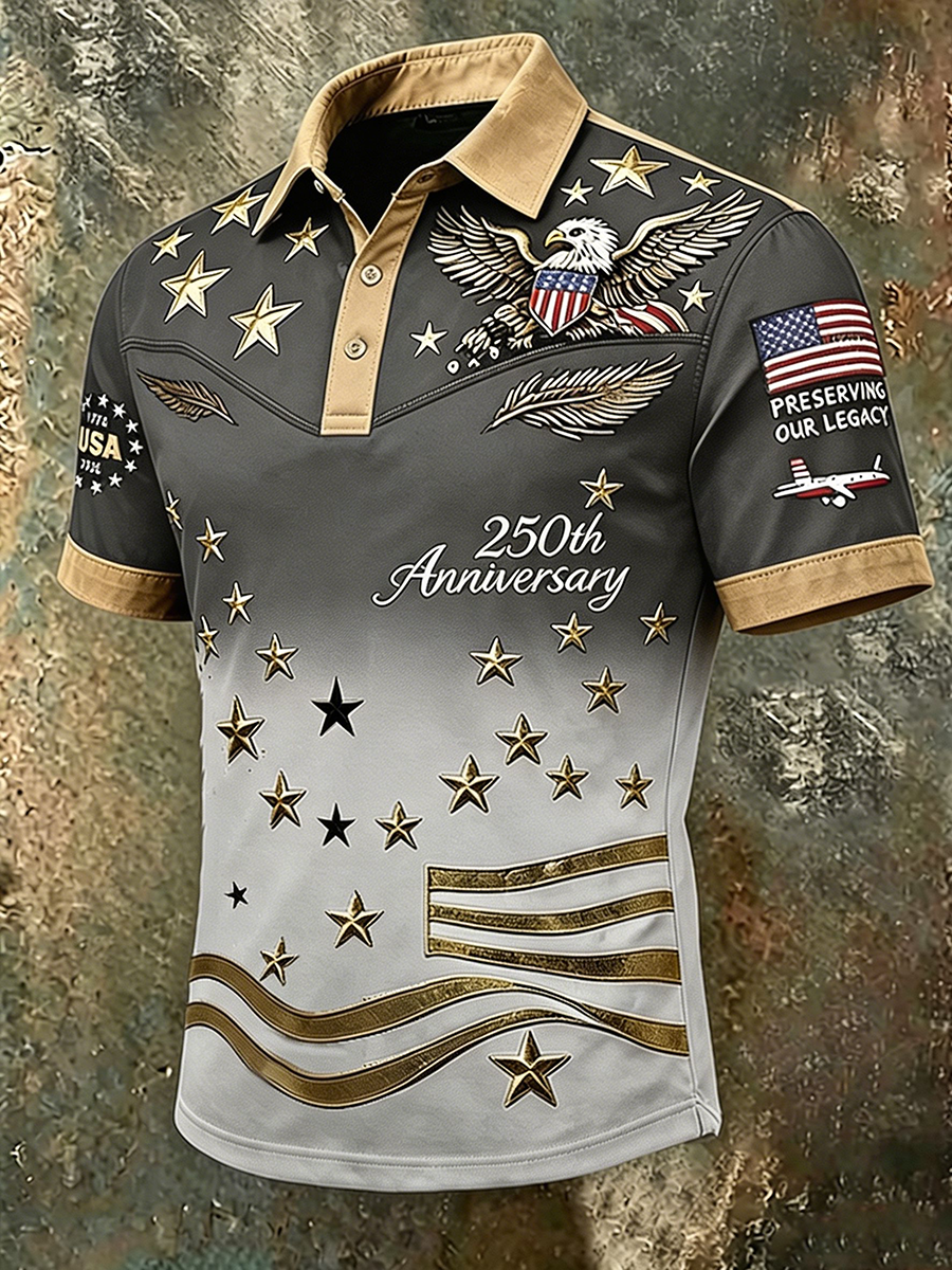 Men's 250th Anniversary USA Flag Eagle Polo Shirt