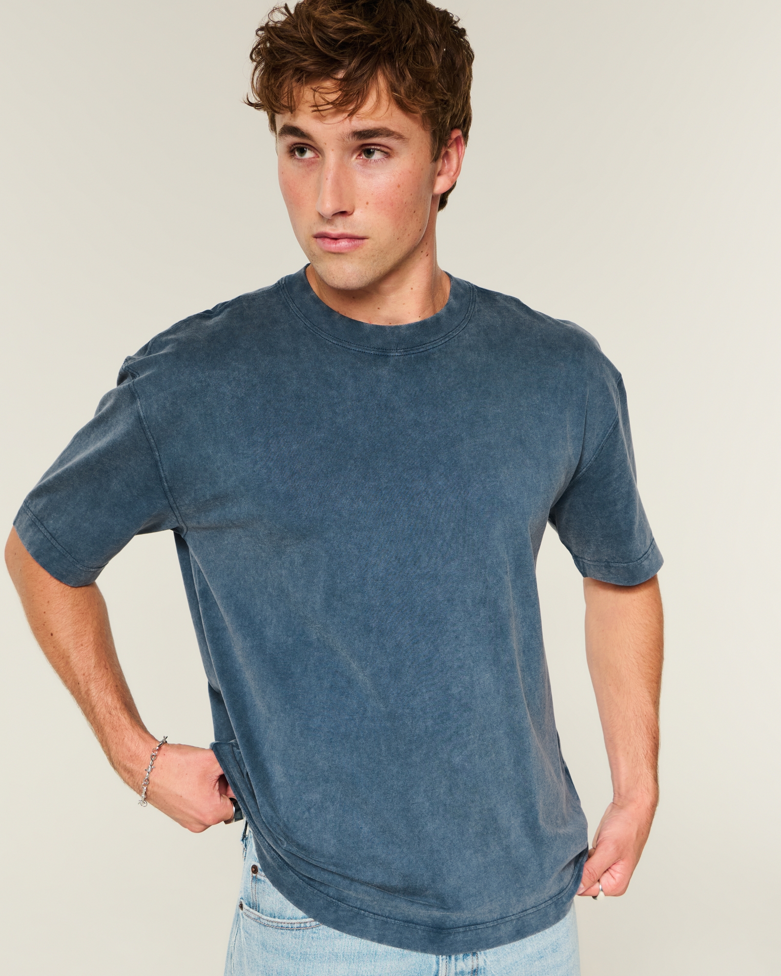 Boxy Heavyweight Washed Cotton Crew T-Shirt