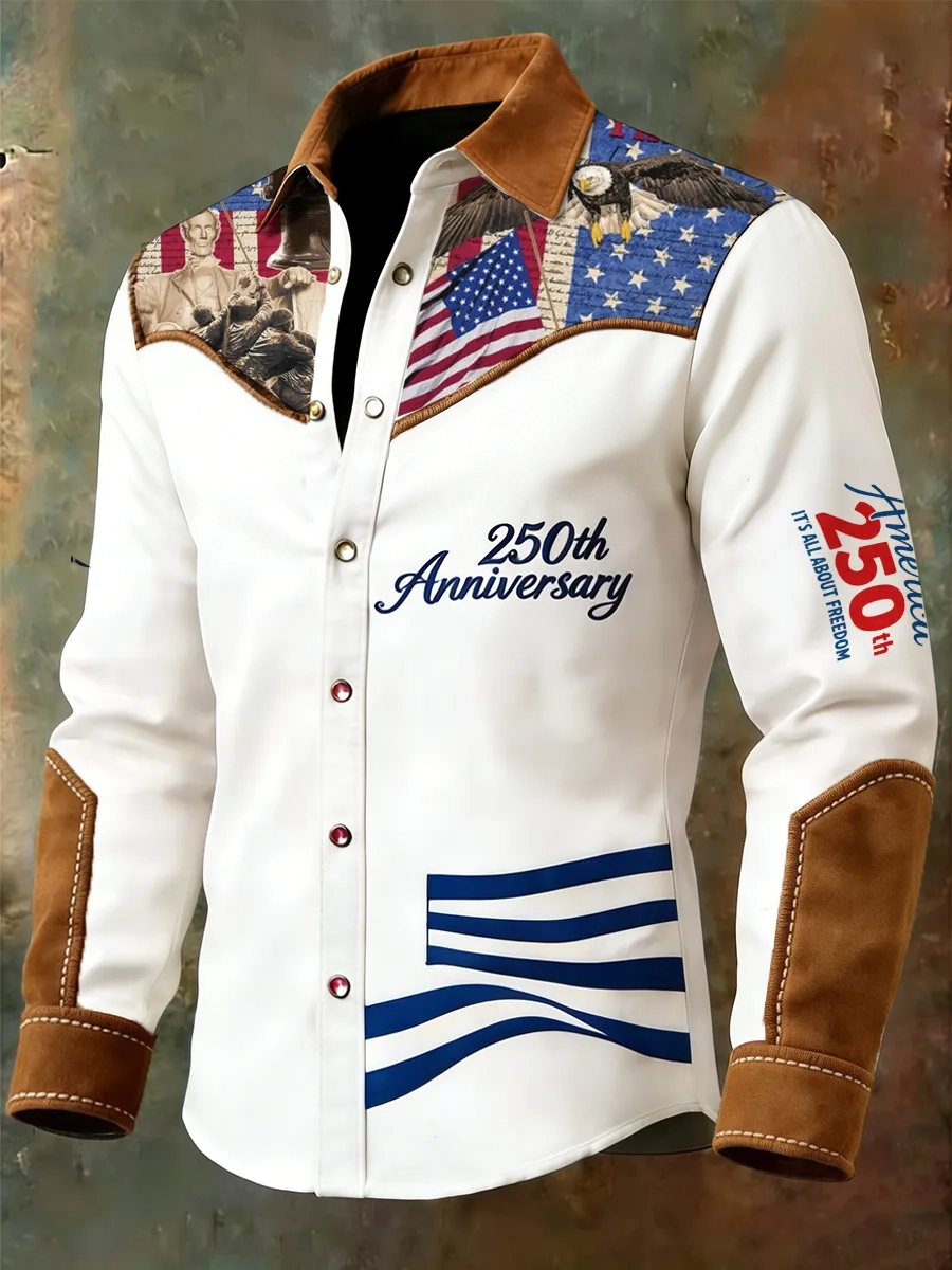 Men's Vintage American 250th Anniversary Distressed Western Shirt
