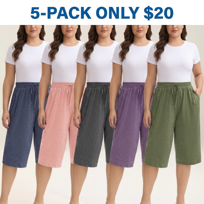 🔥LAST DAY SALE 90% OFF💕Wide-Leg Capri Lounge Baggy Pants