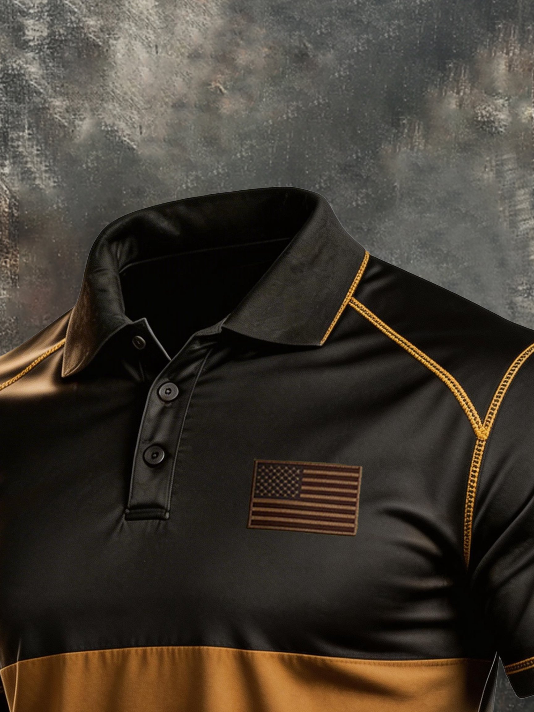 Men's Retro Patriot Color Block Polo Collar Short Sleeve