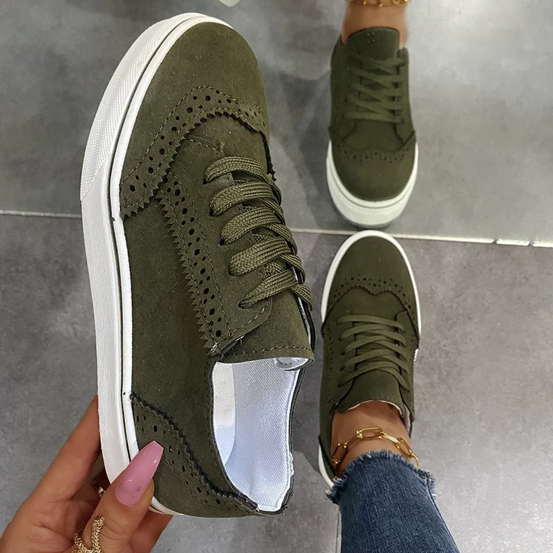 Lace-Up Suedette Flat Sneakers (multiple color options)