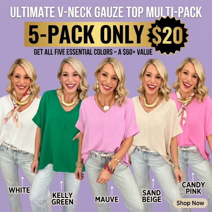 Women’s Textured V-Neck Loose-Fit Blouse