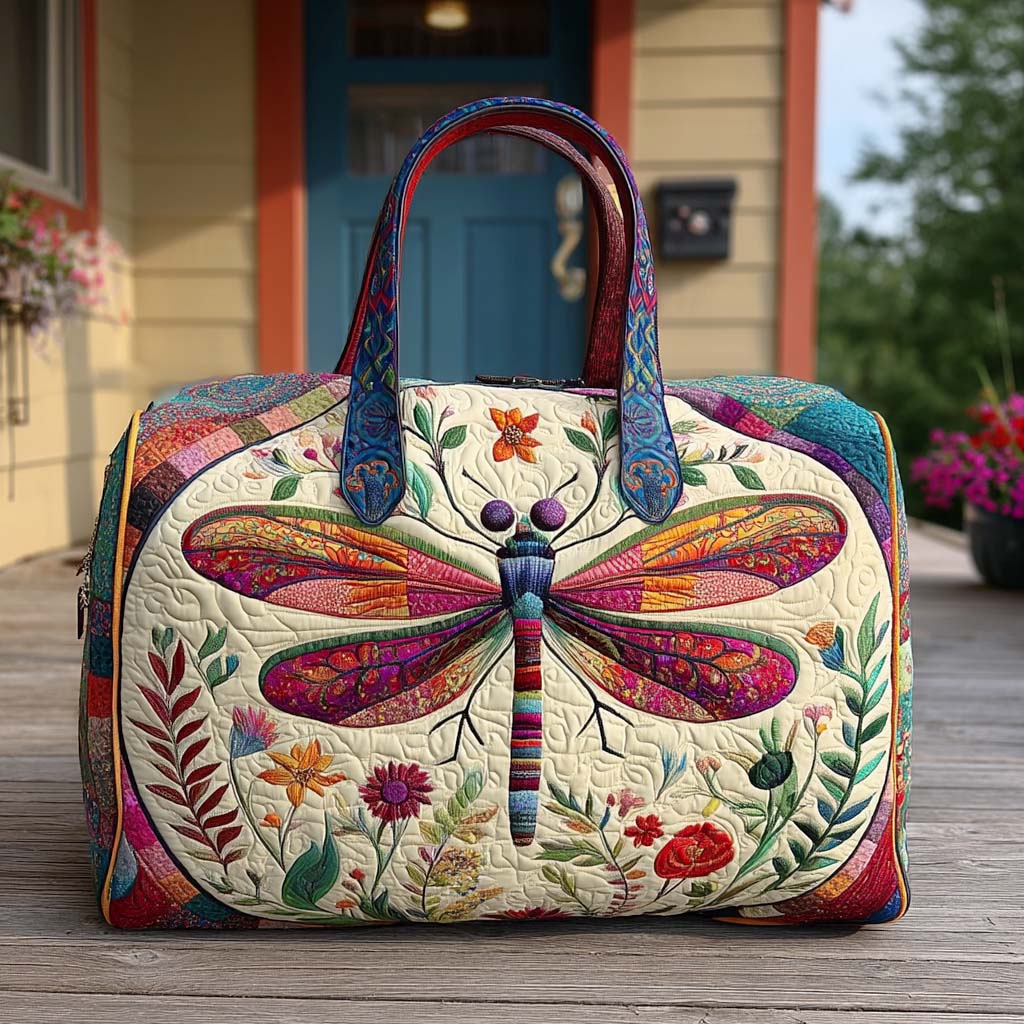 Garden Dream Dragonfly Quilted Duffle Bag 🌸🧚‍♀️