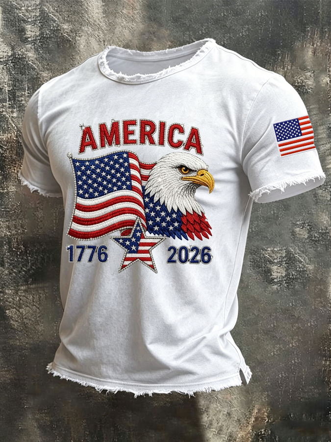 Men'S America Flag Printed Casual T-Shirt