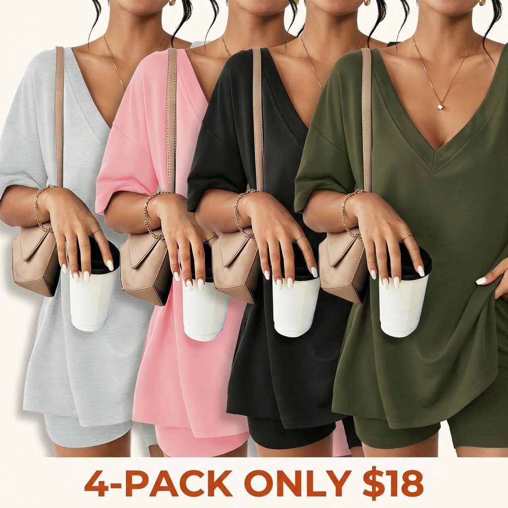 Women's V-Neck Two-Piece Pajama Set