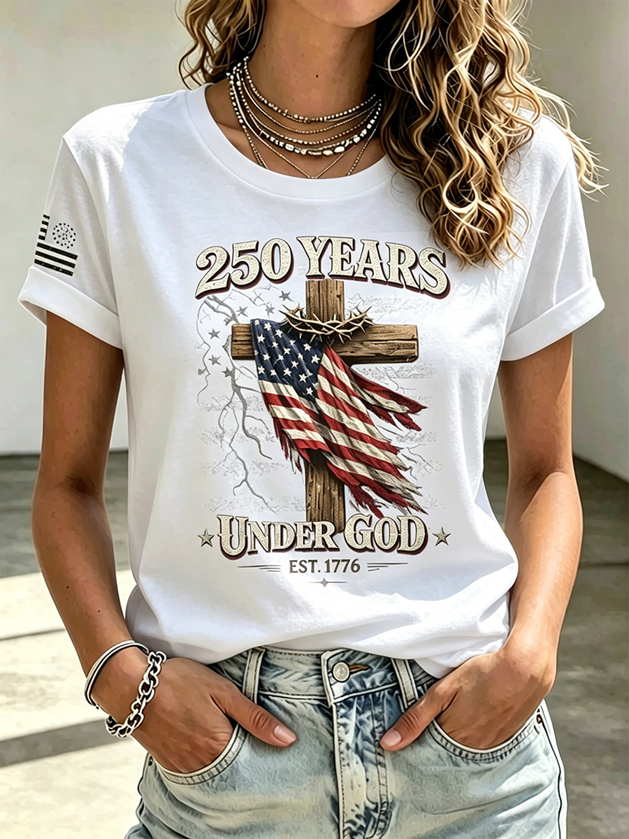 250Th Anniversary Commemorative Faith Printed Round Neck Top In The United States