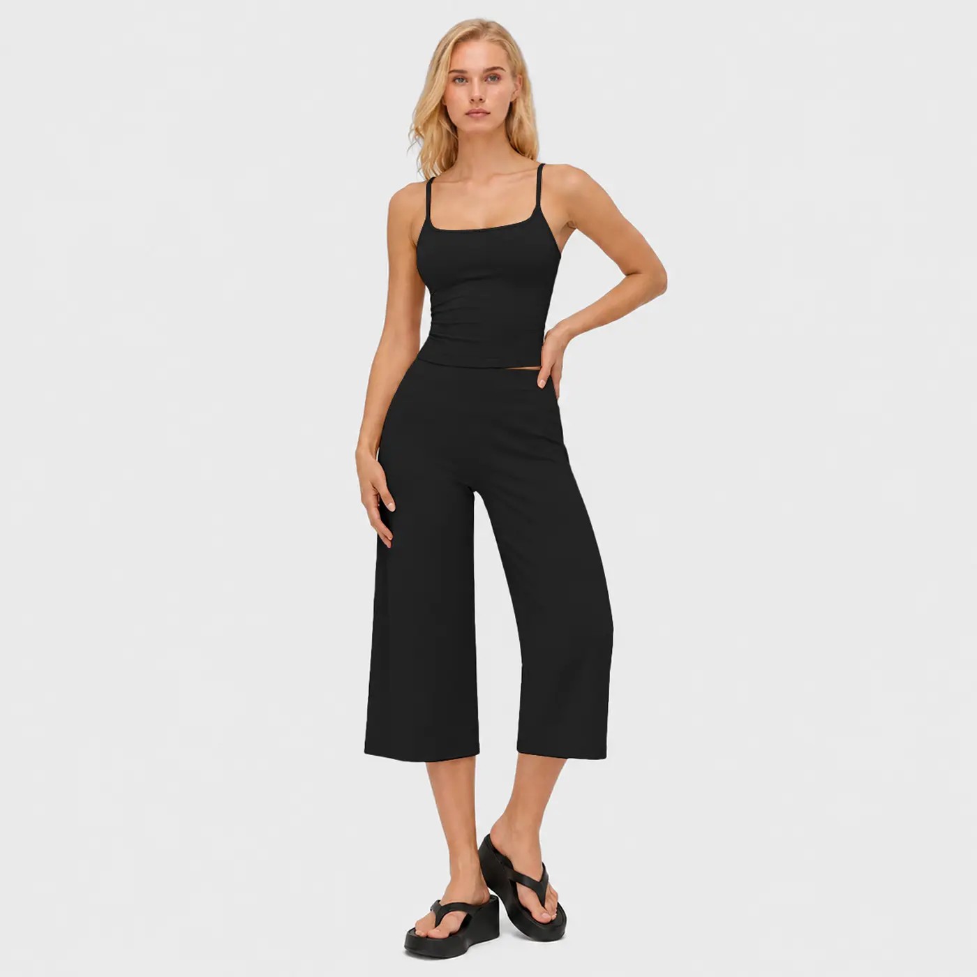 Women's 2-Piece Athleisure Workout Set – Slimming Camisole Tank & High Waisted Quick-Dry Shorts