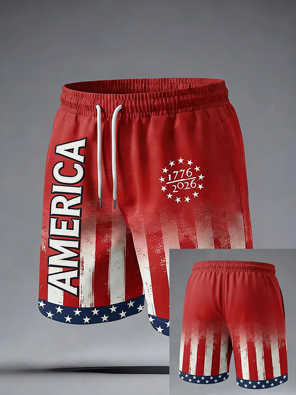 Men's United States 1776 2026 Art Print Casual Shorts