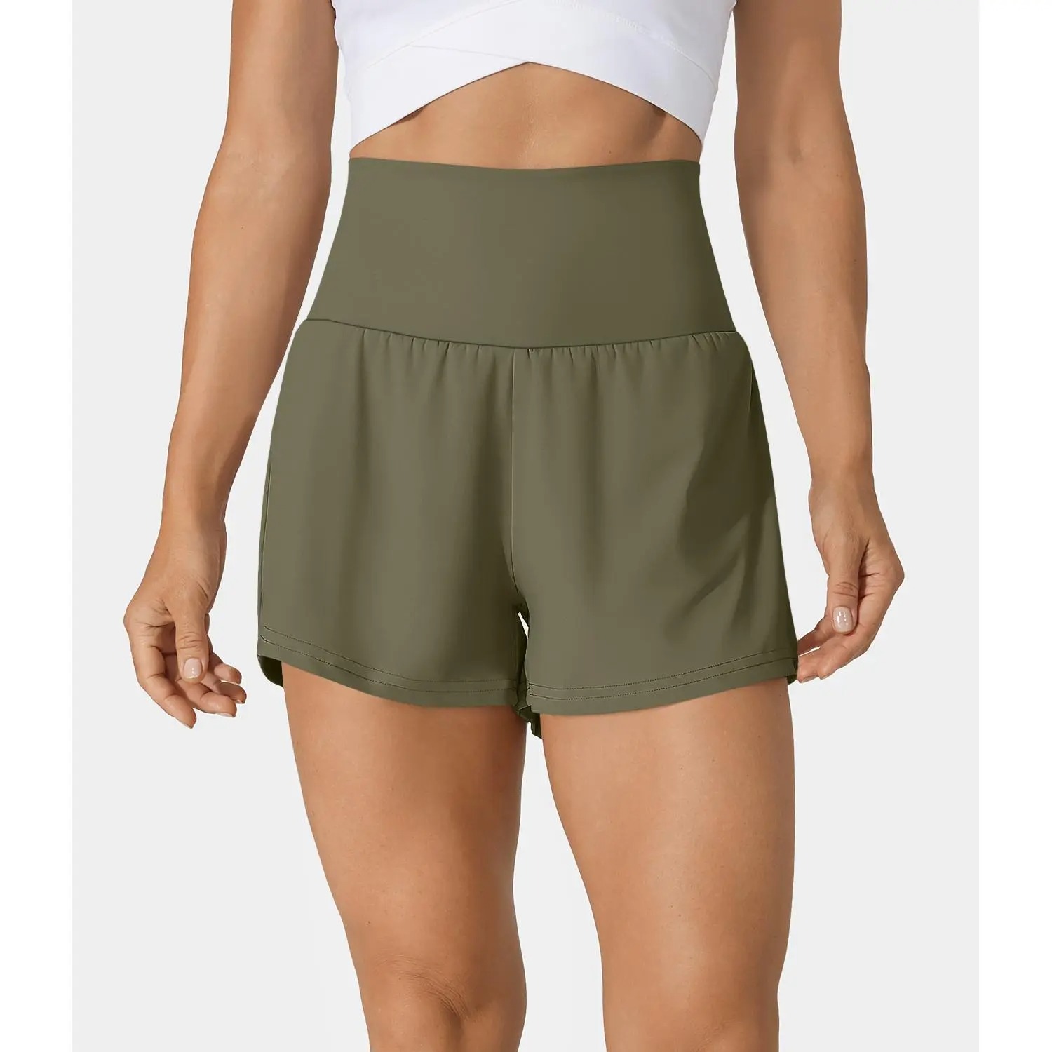 Women’s 2-in-1 Super High Waisted Yoga Shorts with Multi Pockets