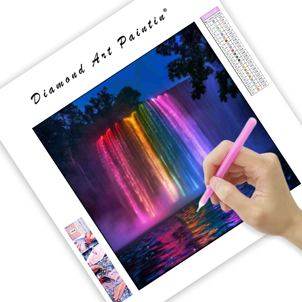 Rainbow Nightfall Falls - Diamond Painting