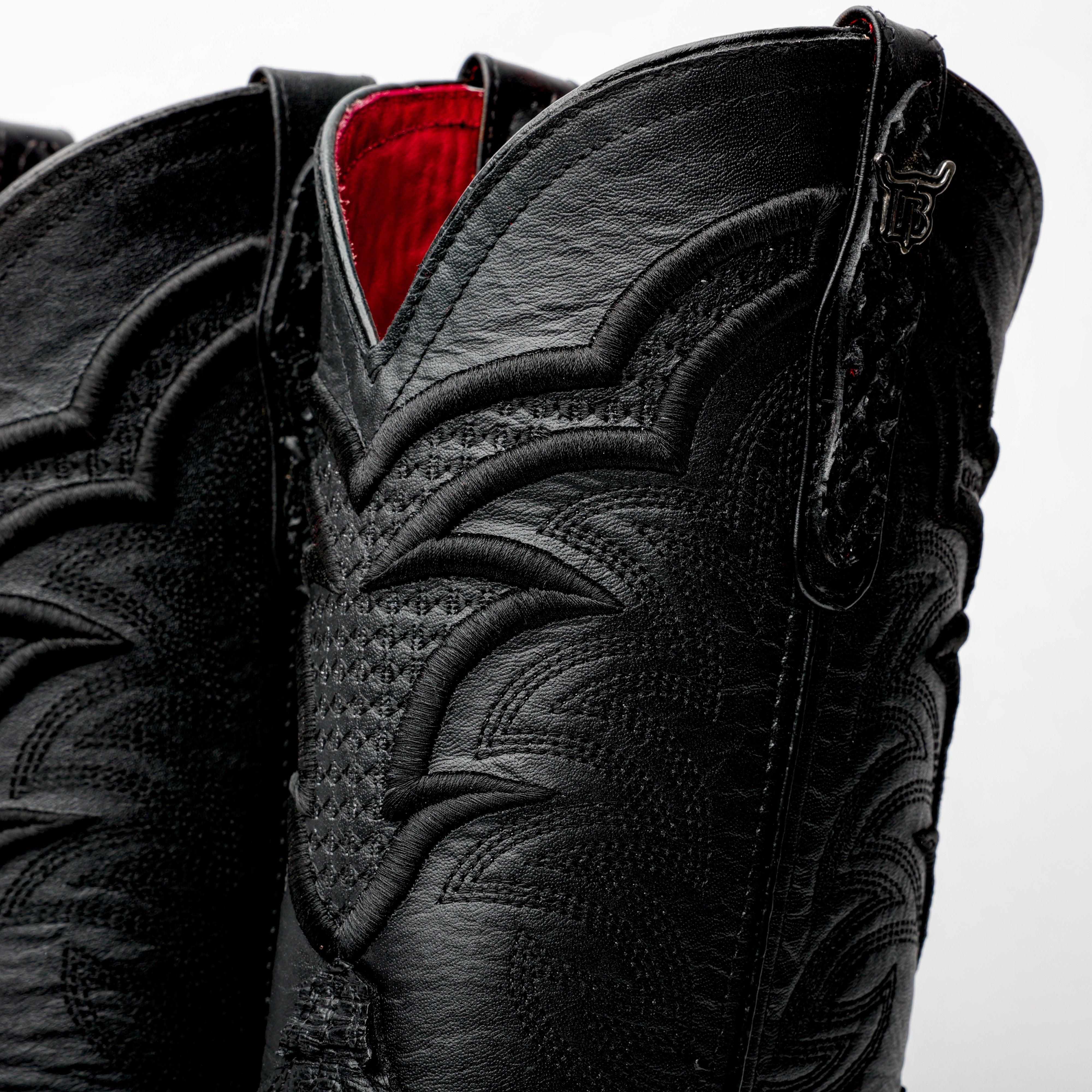 Matte Black Jumbo Python Leather Boots - Square Toe