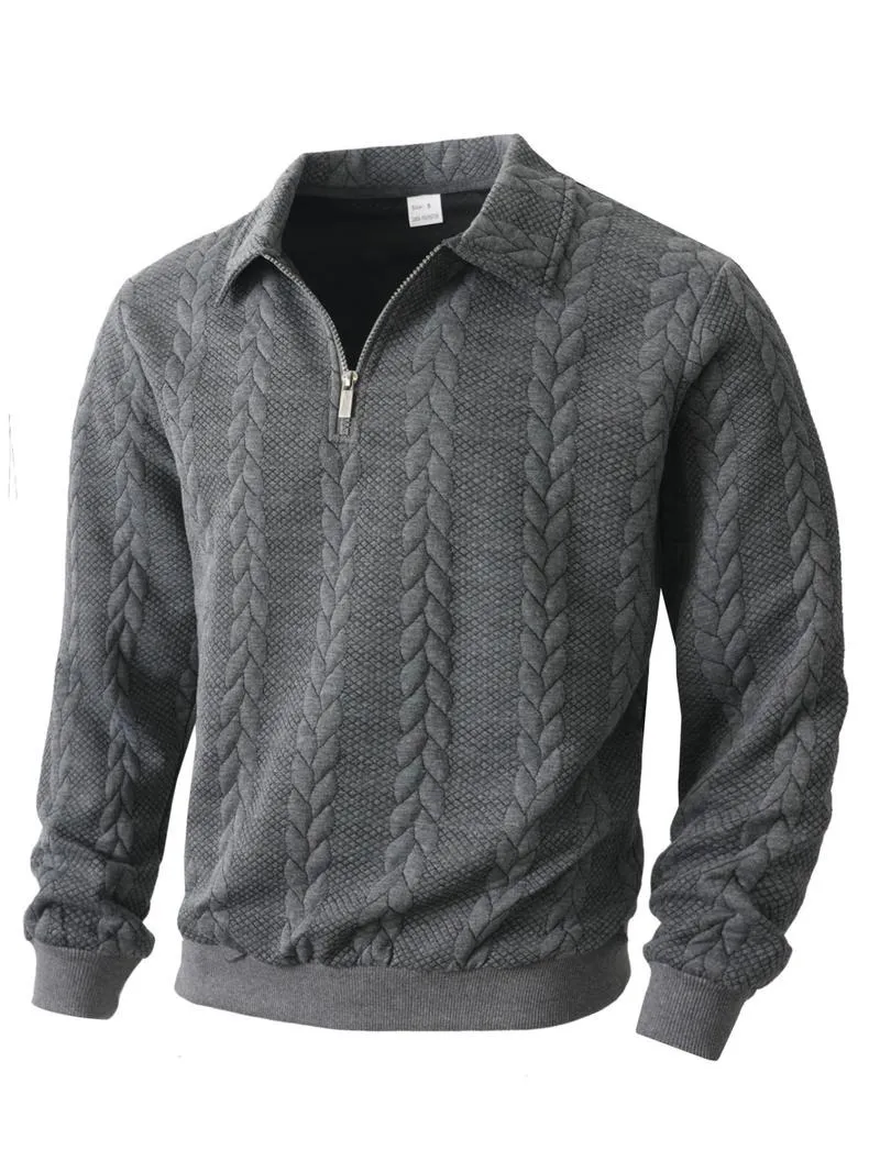 Men's Fall Winter Outfits Knitted Polo Neck Long Sleeve Sweatshirt for Daliy Wear