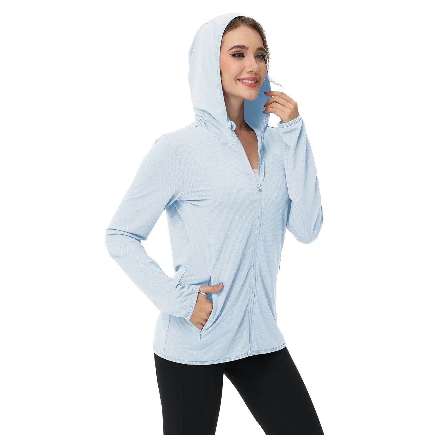 Women's Lightweight Long-Sleeved Sunscreen Hoodie Jacket - Full-Range Large Elastic