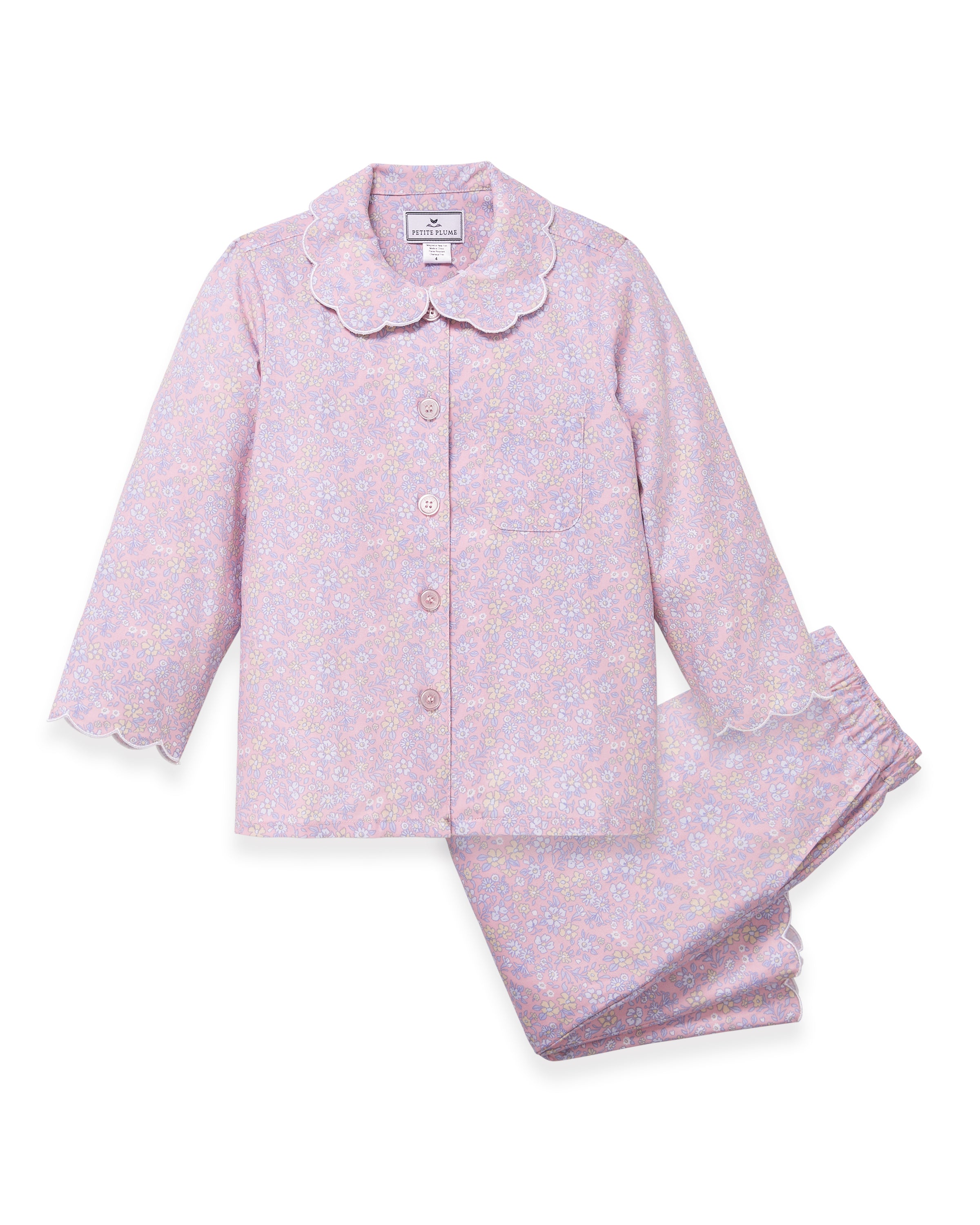 Kid's Twill Colette Pajama Set in Fleur Blush