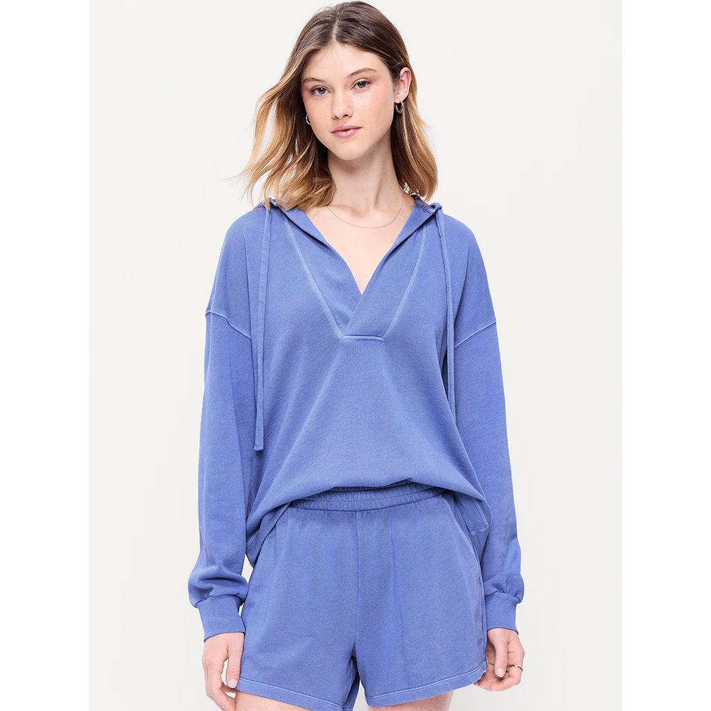 Women's 2 Piece Outfits Oversized Tunic Beach Hoodie  Shorts Set