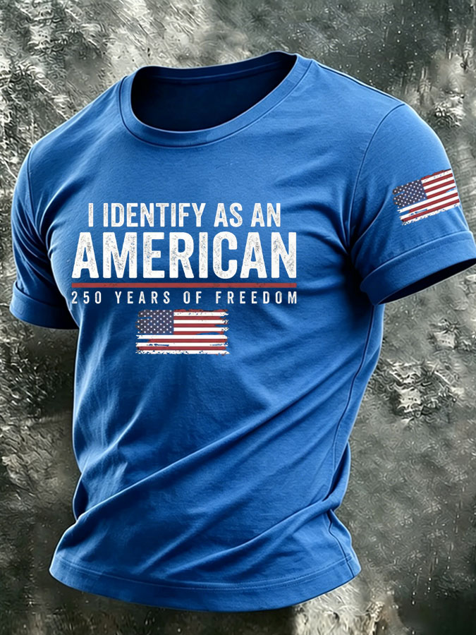 Men's I Identify As An American Printed Casual T-shirt