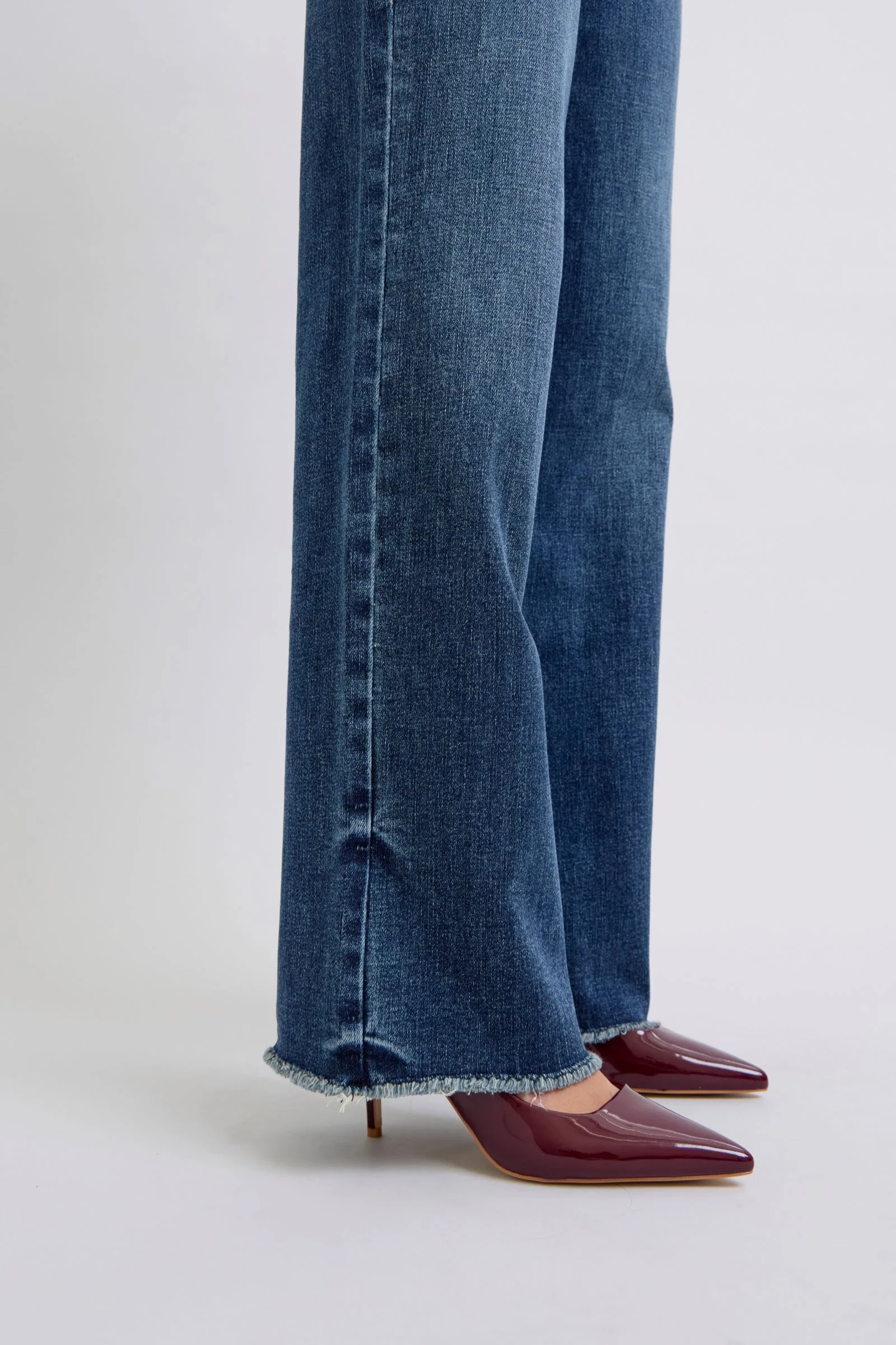 Blue Full Size Raw Hem Mid Rise Jeans